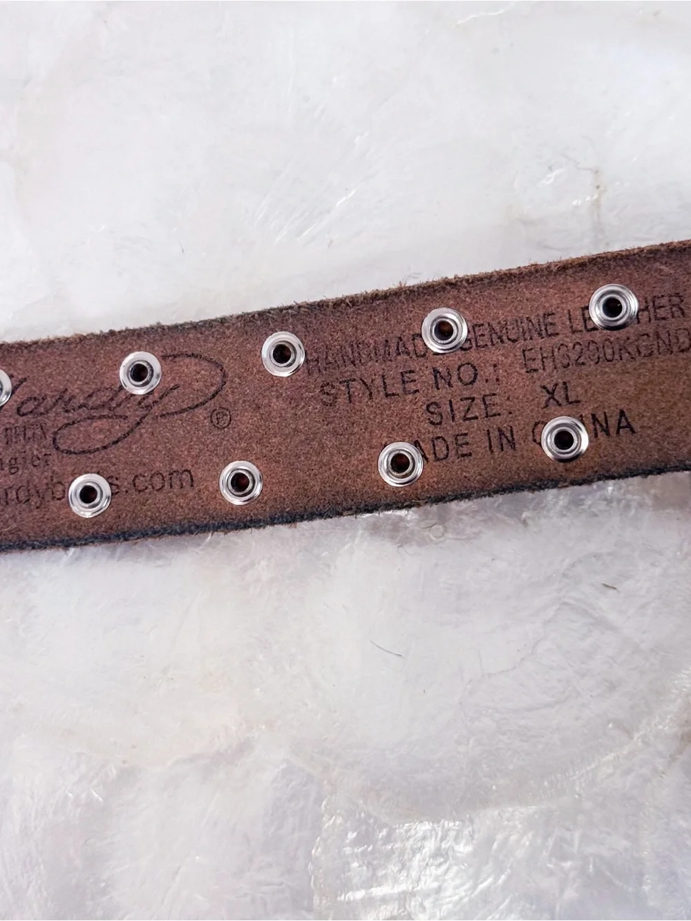 Vtg Ed Hardy Rocker Roses Crystal Studded Leather Belt XL